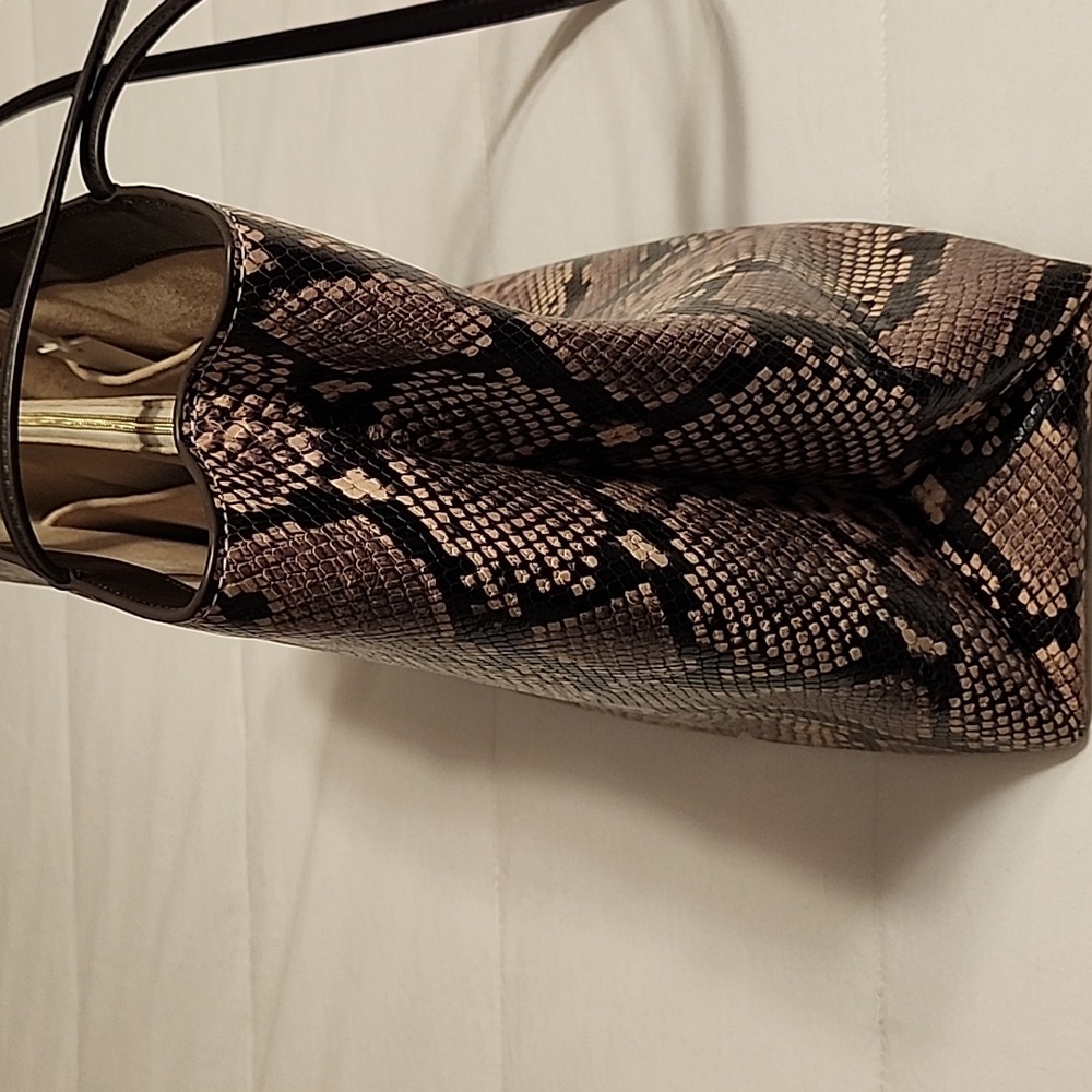 Tory Burch Black and Brown Snake Print Tote - Picture 6 of 8